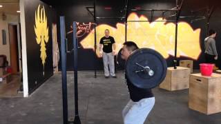 Coach J 185lb behind the neck push jerk