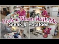 Cook  clean with me  steak  potatoes  laundry motivation  mobile home living reupload