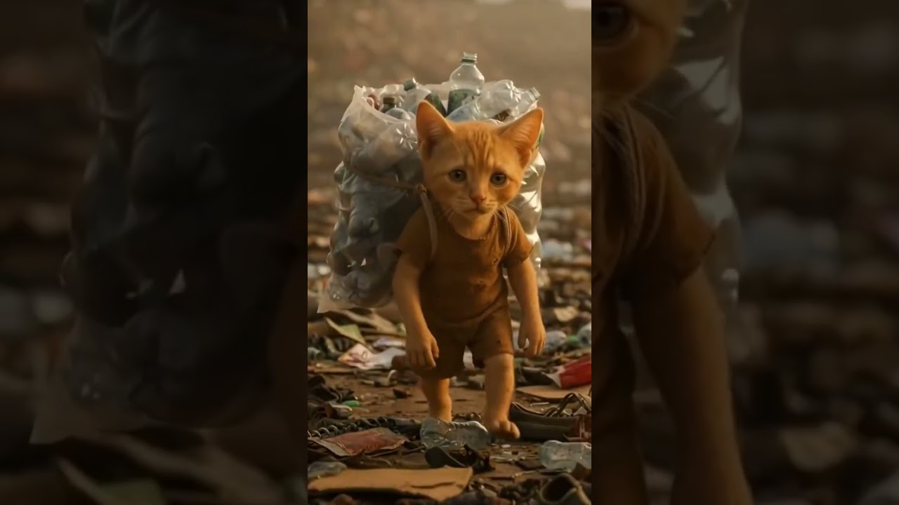 This cat works hard for a better life 😿➡️😻. 