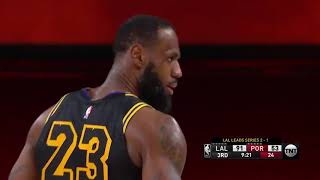 Lebron James deepest three, almost from logo. 😳 Vs Portland Trailblazers