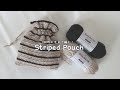 かぎ針編み ボーダー柄の巾着の編み方 / How to crochet striped pouch