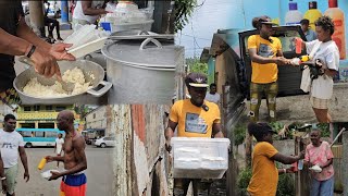 Feeding the homeless & less fortunate | Fry Chicken | Stew Peas curry cow foot | natural juice