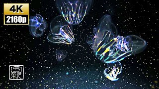Beautiful Meditating Water Sound Music 4K UHD with Sea Walnut Jellyfish 12HRS