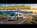 Truck driving i-80 from Wyoming Utah border to Ogden, Utah