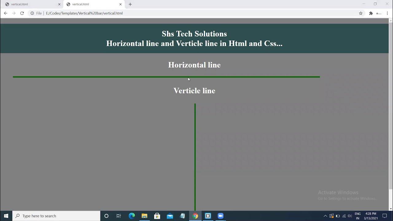 Vertical line and Horizontal line In Html CSS | Vertical line ...