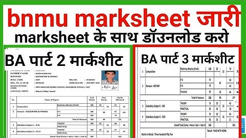 bnmu BA part 2 part 3 आर्ट्स मार्कशीट जारी पार्ट 2 पार्ट 3 मार्कशीट कैसे डाउनलोड करे bnmu result BA
