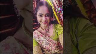 Tejaswini Gowda Beautiful Green Colour Half Saree