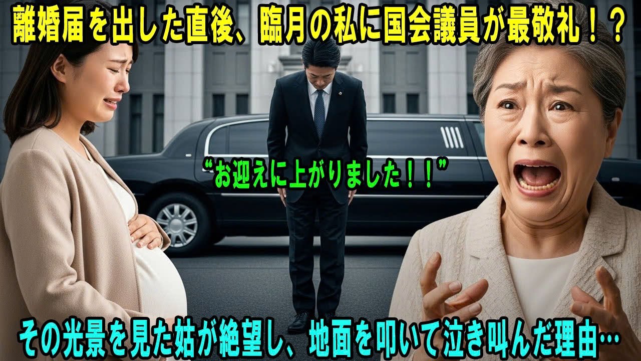 離婚届を出した直後、臨月の私に国会議員が最敬礼！？その光景を見た姑が絶望し、地面を叩いて泣き叫んだ理由… #感動の物語 #AIストーリー