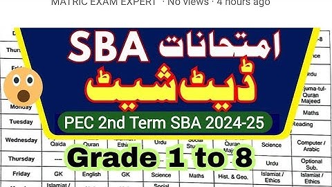 SBA 2nd Term Syllabus and Datesheet | PEC Exam 2024-25| SBA Mid Term Term 2024-25