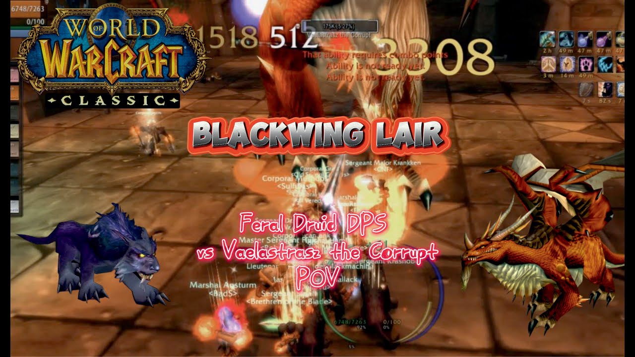 Vaelastrasz the Corrupt fight as Feral druid. WOW Classic