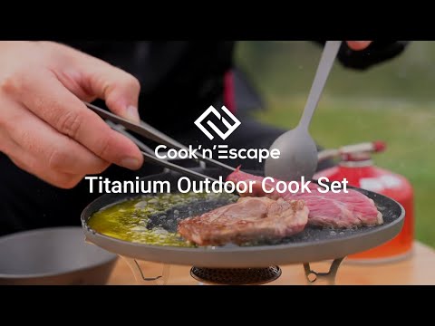 COOK'N'ESCAPE Titanium Frying Pan Ultralight Skillet Outdoor Camping Hiking