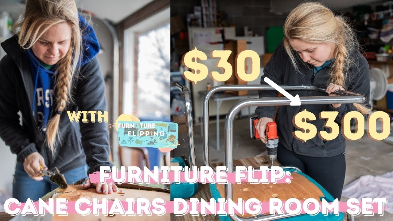 DIY Cane Chair Makeover Flipping a Mid Century Modern Dining Set