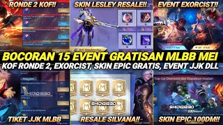 JADWAL RILIS 15 EVENT GRATISAN BULAN MEI !! KOF RONDE 2, SKIN EPIC GRATIS, EXORCIST, JUJUTSU DLL ML