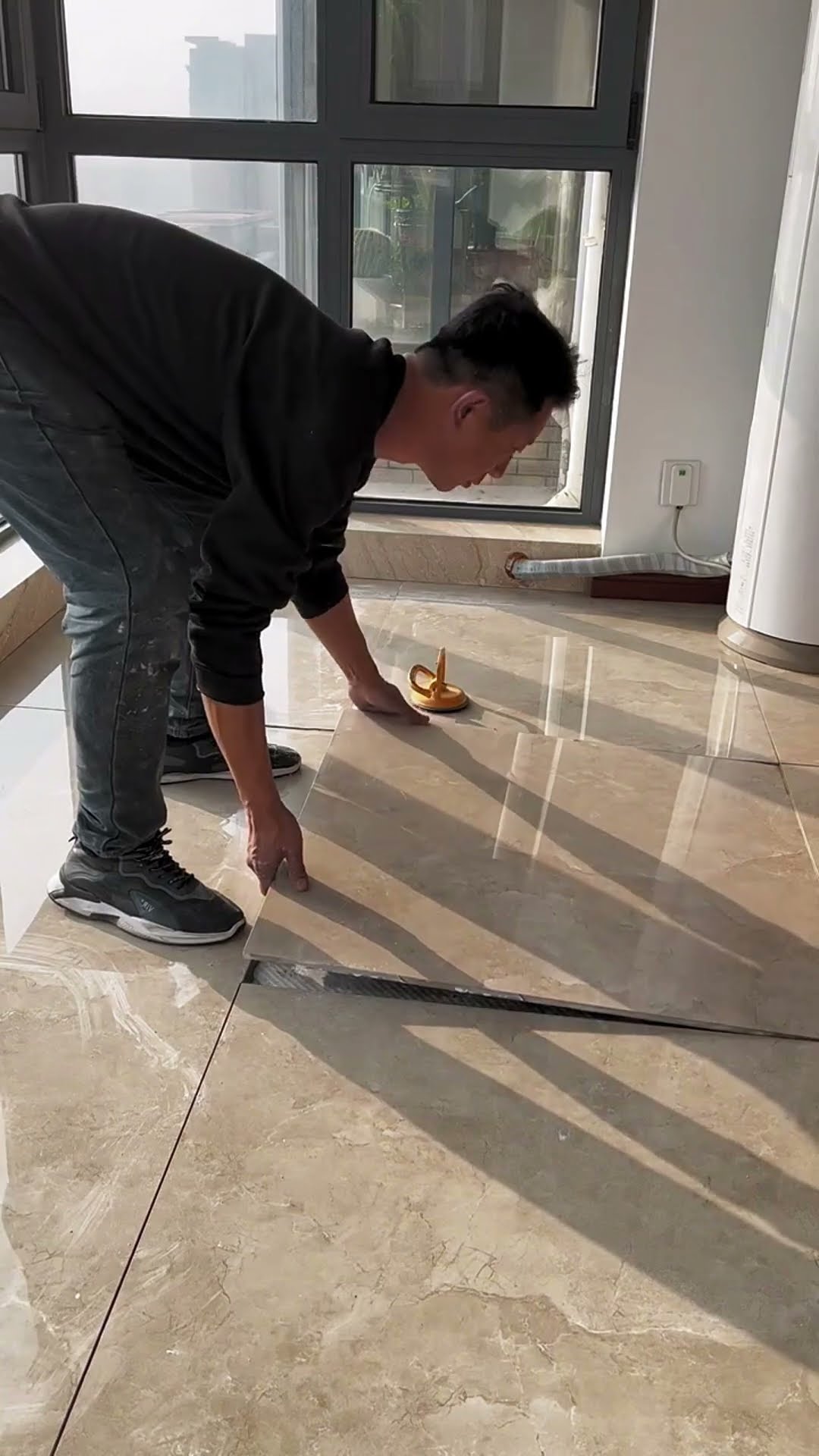 Tile empty drum removal process- Good tools and machinery make work easy