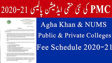 PMC issue Medical Colleges Admission Regulations & Fee Schedule 2020-21 :: Students E Cafe