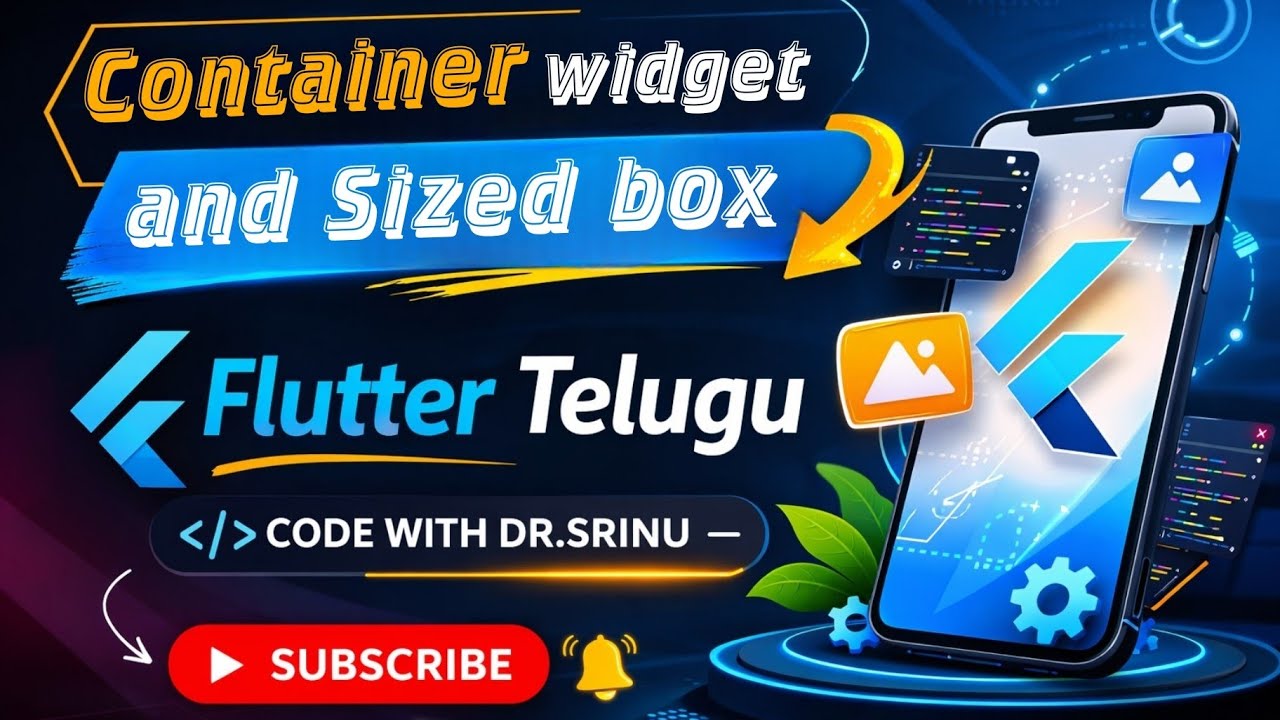 Container widget and sized box flutter #3rd Telugu Flutter Videos ...