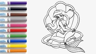 How to Color the Little Mermaid Princess Ariel - Coloring Book Page