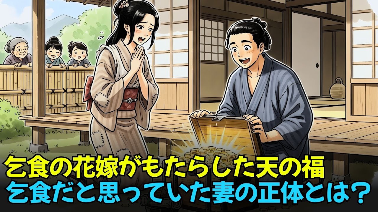 💰下男が乞食の娘を妻に迎えた夜──たった一晩で、彼は信じられない大富豪になった…✨ | 昔話 | 日本民話