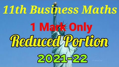 Tn 11th Business  Maths State board|1 mark|Reduced Portion |2021-22|Maths with JK| Latest Video