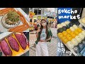Sokcho market korean street food  king crabs squid soondae makgeolli bread honeycomb ice cream