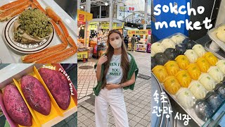 sokcho market korean street food 🇰🇷 king crabs, squid soondae, makgeolli bread, honeycomb ice cream