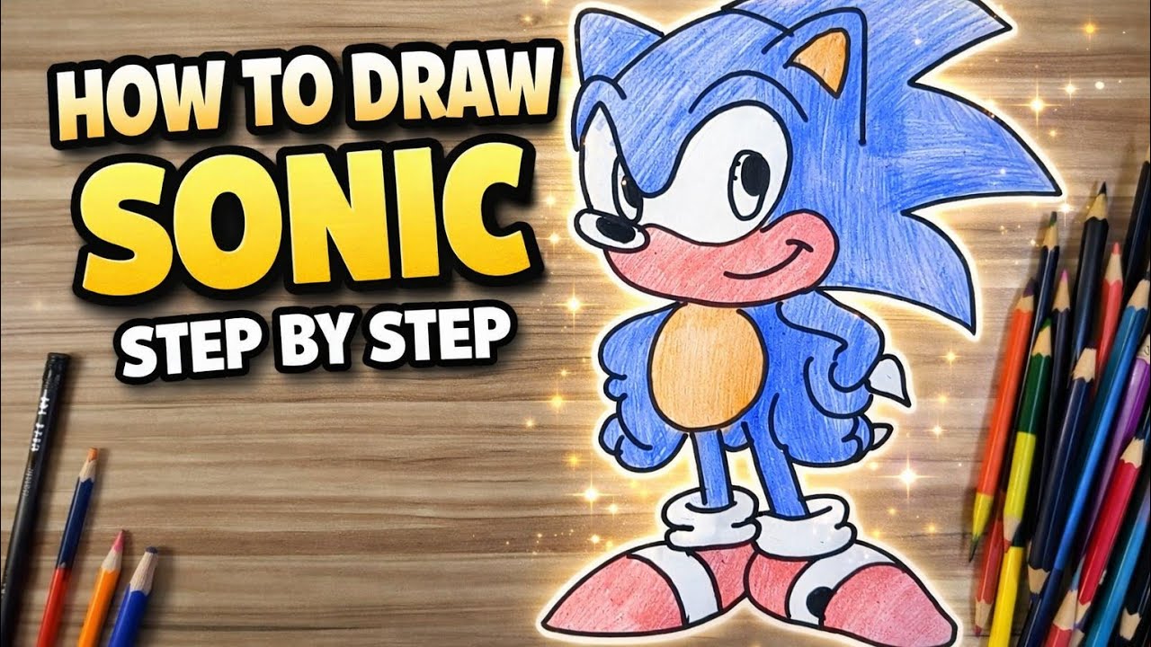 How to Draw Sonic step by step - YouTube