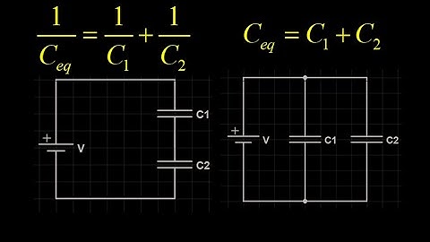 Capacitors in series and parallel: formula for series capacitors, formula for parallel capacitors.