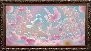 Romantic Pastel Love Birds Garden | 4K Relaxing Wall Art for Peaceful Spaces screenshot 4