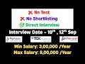 ❌No Assessment - Direct Interview Hiring | 2025 Batch Hiring OFF Campus | Hiring for 2025 Batch