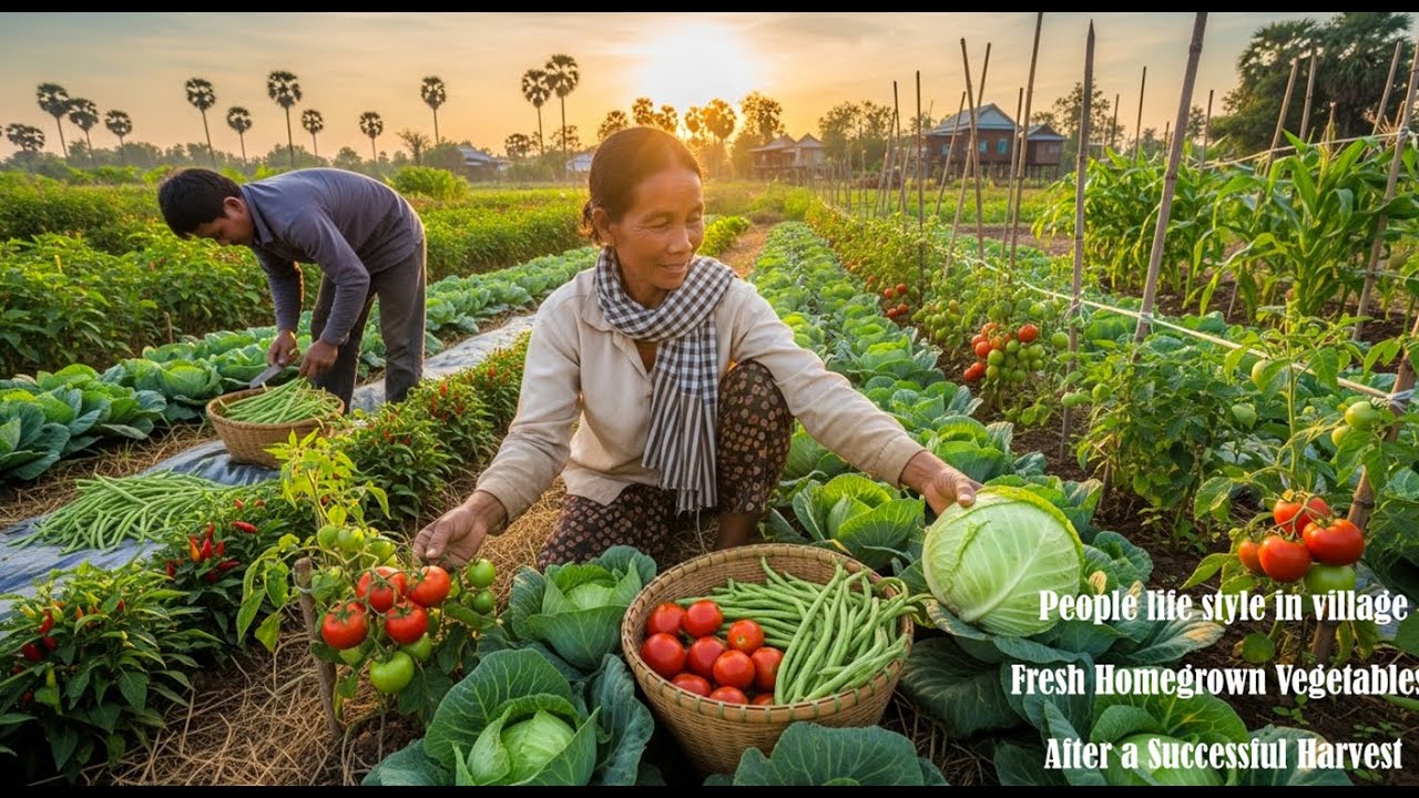 People life style in village, Fresh Homegrown Vegetables After a Successful Harvest