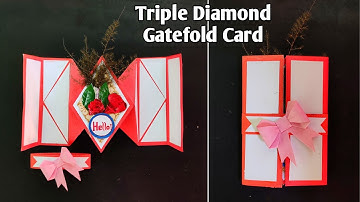 Triple Diamond Gatefold Card | How to make paper diamond card | Diamond gatefold card