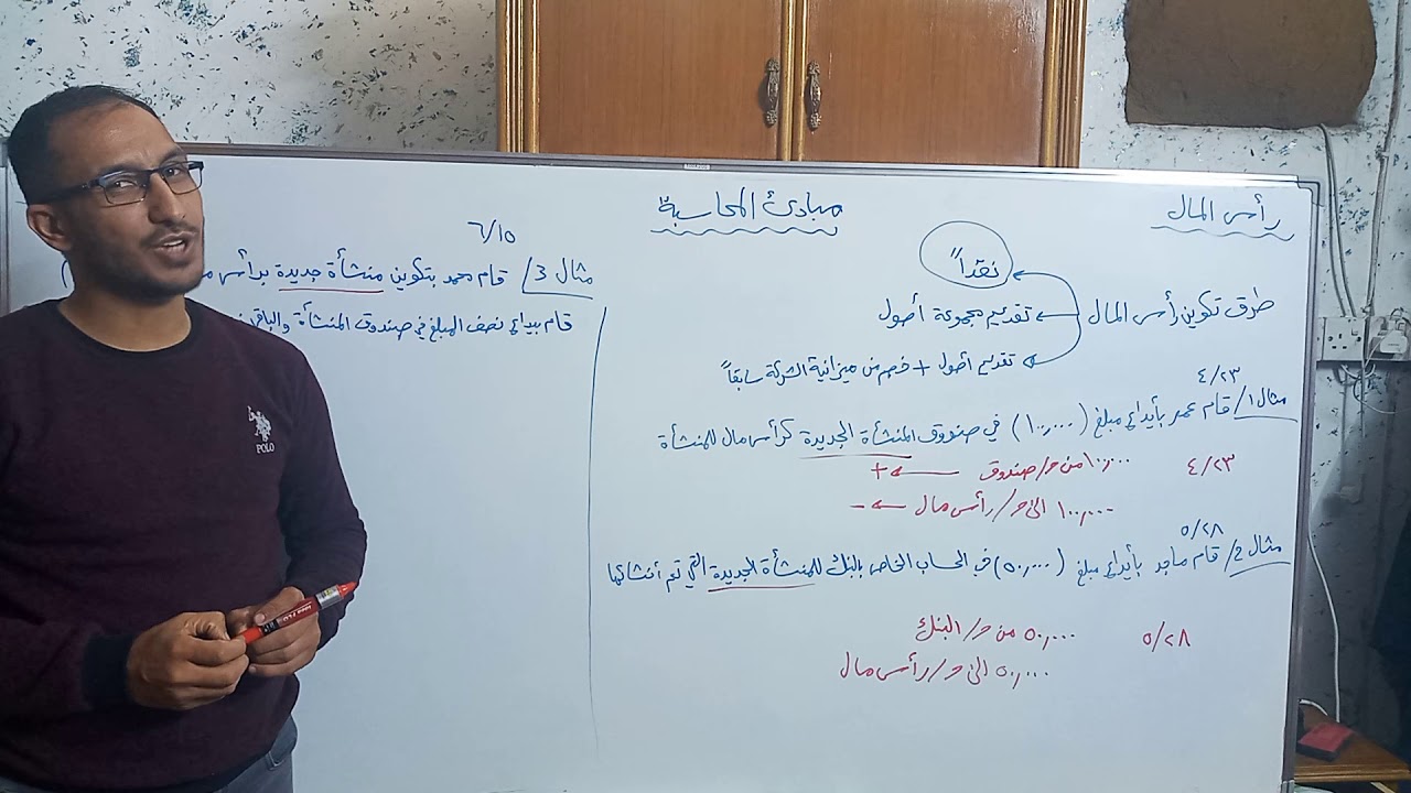 مبادئ محاسبة _  موضوع طرق تكوين راس المال مع الامثلة