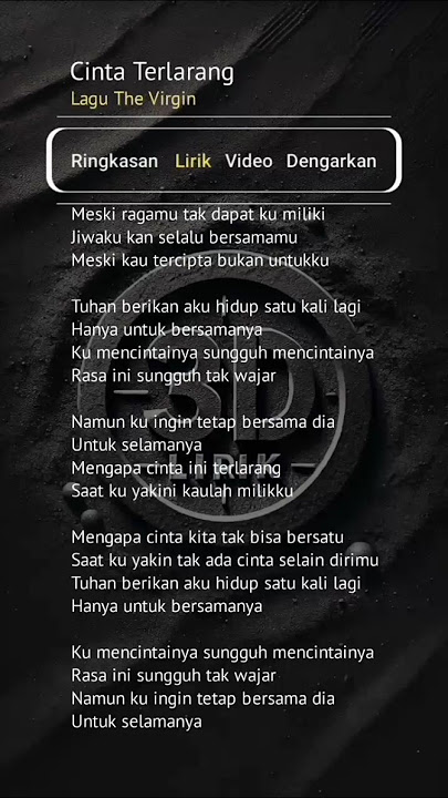 cinta terlarang - The Virgin #liriklagu #lirikestetik #lirikgoogle