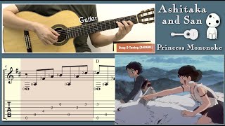 ashitaka and san / princess mononoke (guitar) [notation   tab]
