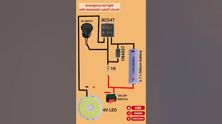 emergency light with automatic cutoff circuit #shorts #yt #diy #emergencylight
