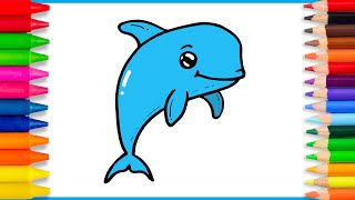 How to draw a Dolphin🐬🐠 Drawing and Coloring a Dolphin  for kids | Step by Step