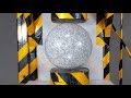 200 tons Hydraulic press vs stone pier, compact disc, glass, ceramic plate and clip