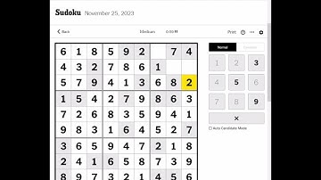 NYT Sudoku Hard Medium Easy 25th November 2023