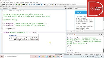 Python - Take input for base & height from user & compute area of triangle.