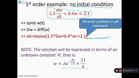 Use of Matlab 1 - solving ODEs: Updated