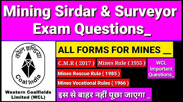 WCL Mining Sirdar | Previous Year Question Papers Download | Syllabus | ALL FORMS | CMR 2017 | DGMS_