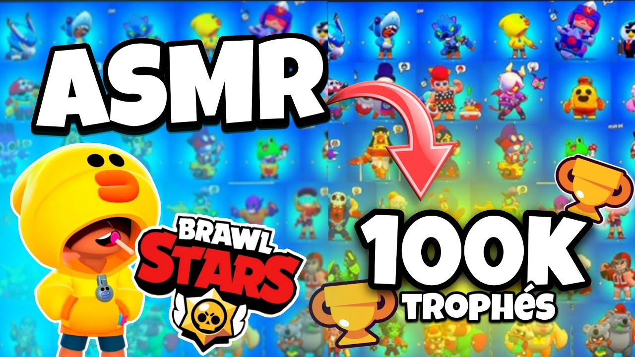 ASMR Français • PRÉSENTATION D'UN CASIER DE SKIN BRAWL STARS a 100 000 TROPHÉES  🏆✨ (+ 100 skins)
