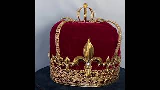 Imperial State Mens king Gold and red Velvet Crown
