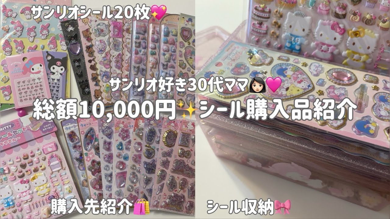 【購入品】総額1万円✨サンリオシール大量購入🎀購入先＆収納紹介🩷