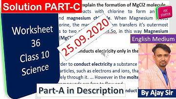 worksheet 36 class 10 science English medium (Part-C) Part-A in description 25.09.2020 (part-A in 👇👇