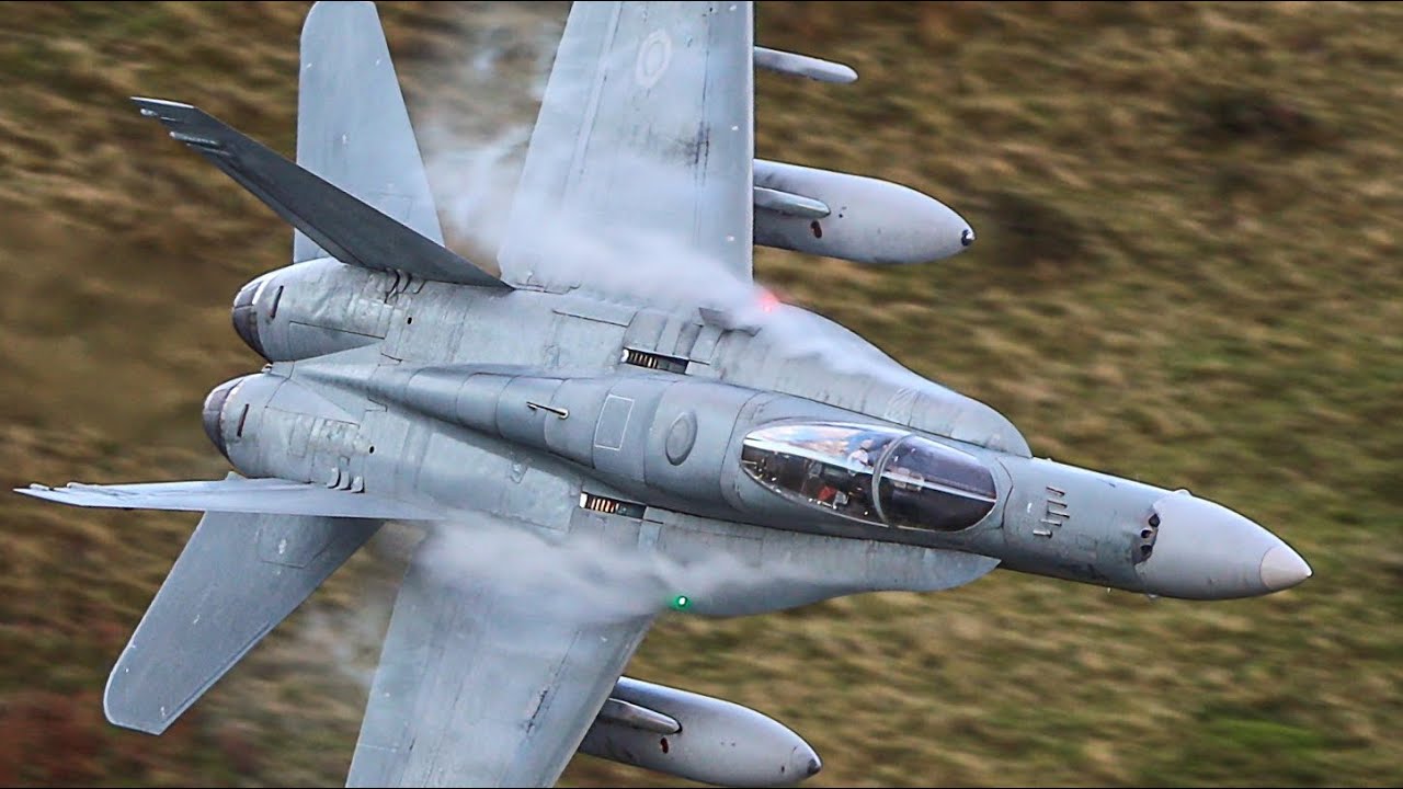 CANADIAN CF-18 HORNETS LEAD THE WAY IN THE MACH LOOP -4K
