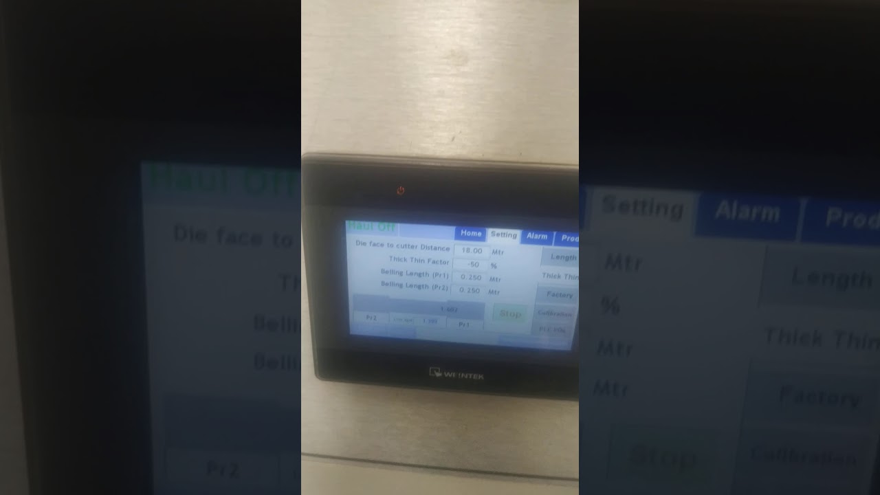 Kabra h/off HMI thick-thin parameter setting overview