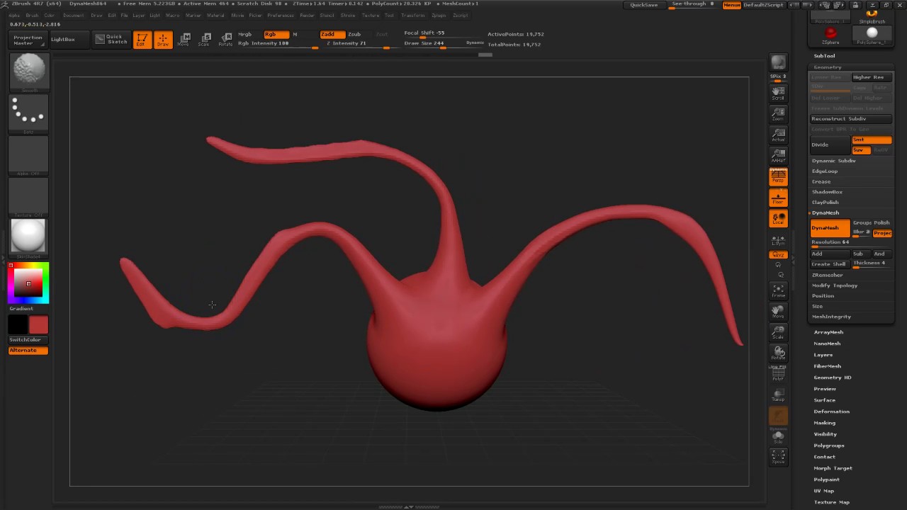 snakehook hug the model zbrush