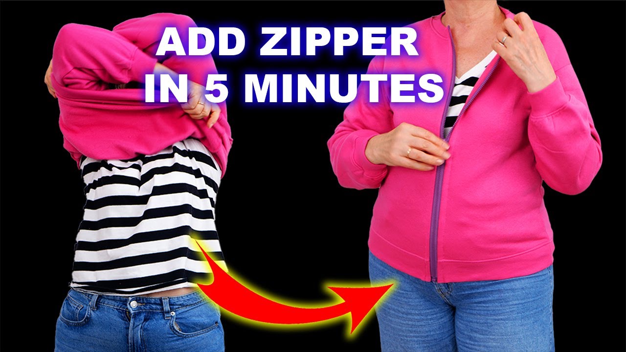 💛 How To Sew in Zipper into Your Sweatshirt - easier to put on!
