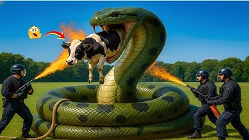 Brave Rescue Team Saves a Helpless Cow from a Deadly Giant Python Attack 🐄🐛